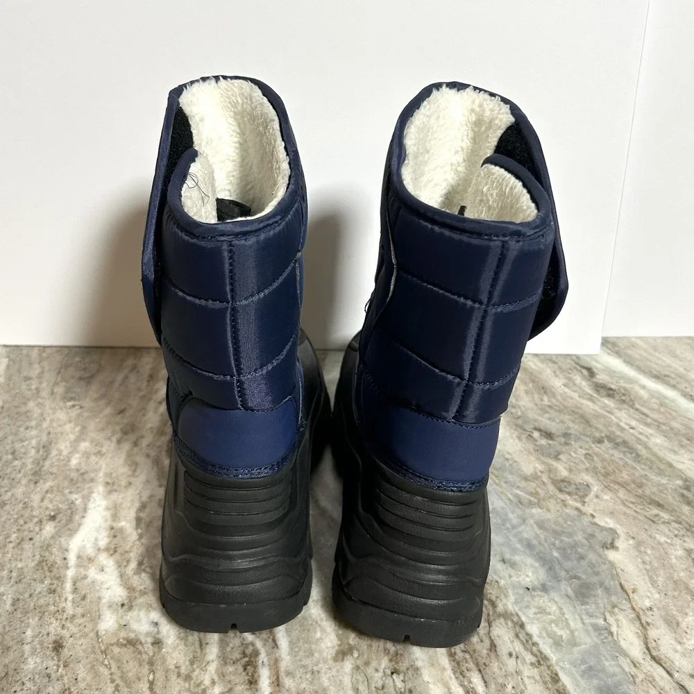 Unbranded Unisex Navy Faux Fur Snow/Rain Waterproof Boots. Size W7.5, Men 5.5/6